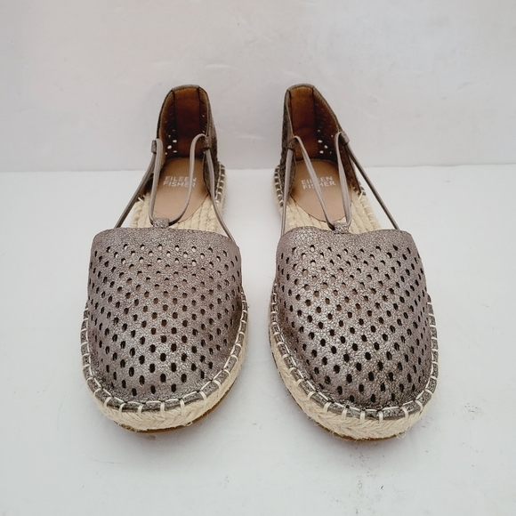NEW Eileen Fisher Lee 2 Taupe Leather Espadrille Flat Sandals Size 7.5 US - Picture 3 of 7